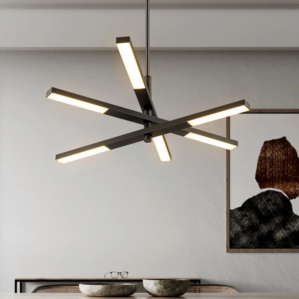 Modern Tiered Linear Sputnik Chandelier with Warm 3000K Lighting