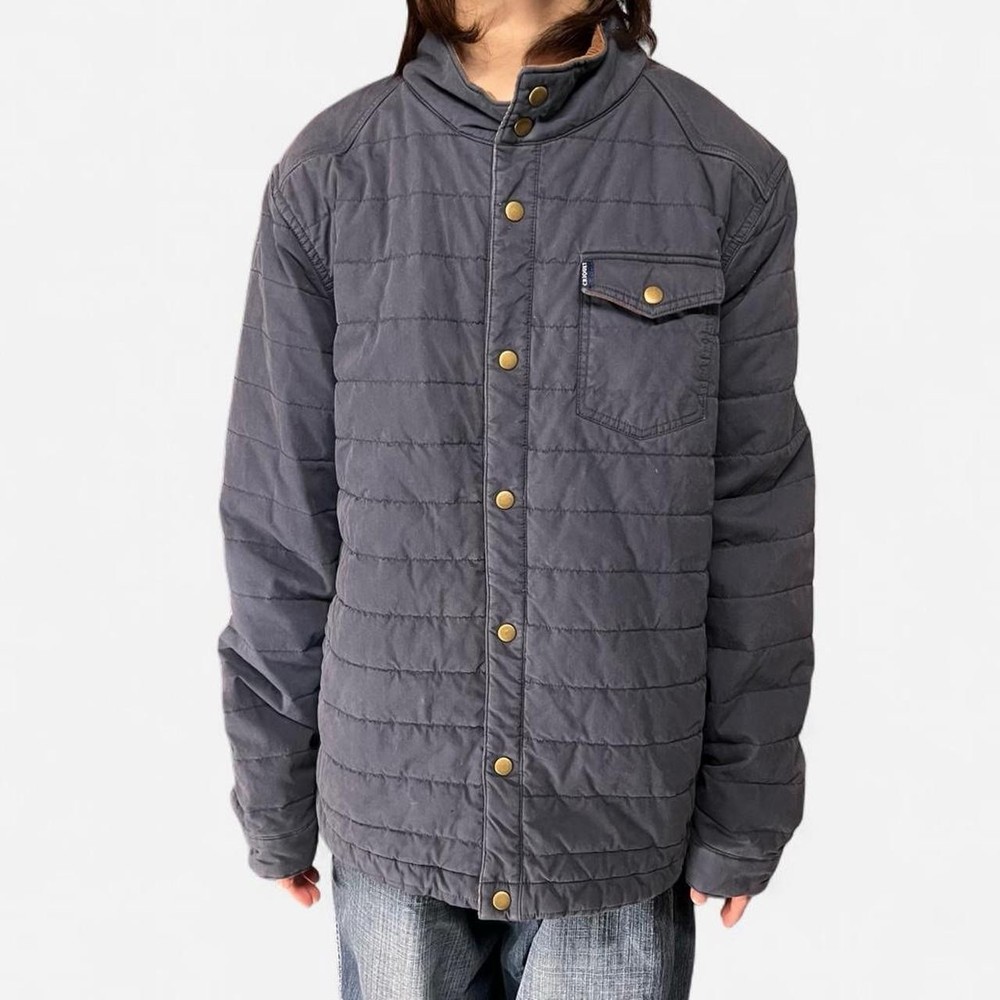 Criquet Mens Navy Corduroy Quilted Snap Button Shirt Jacket Sz XL Aztec Lined