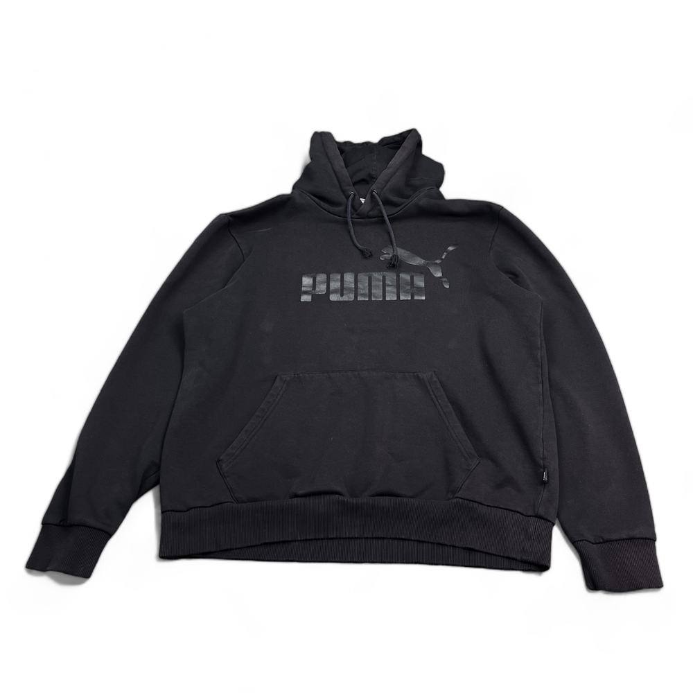 PUMA Hoodie Adult Size Medium Black Pullover Fleece Sweatshirt Big Logo