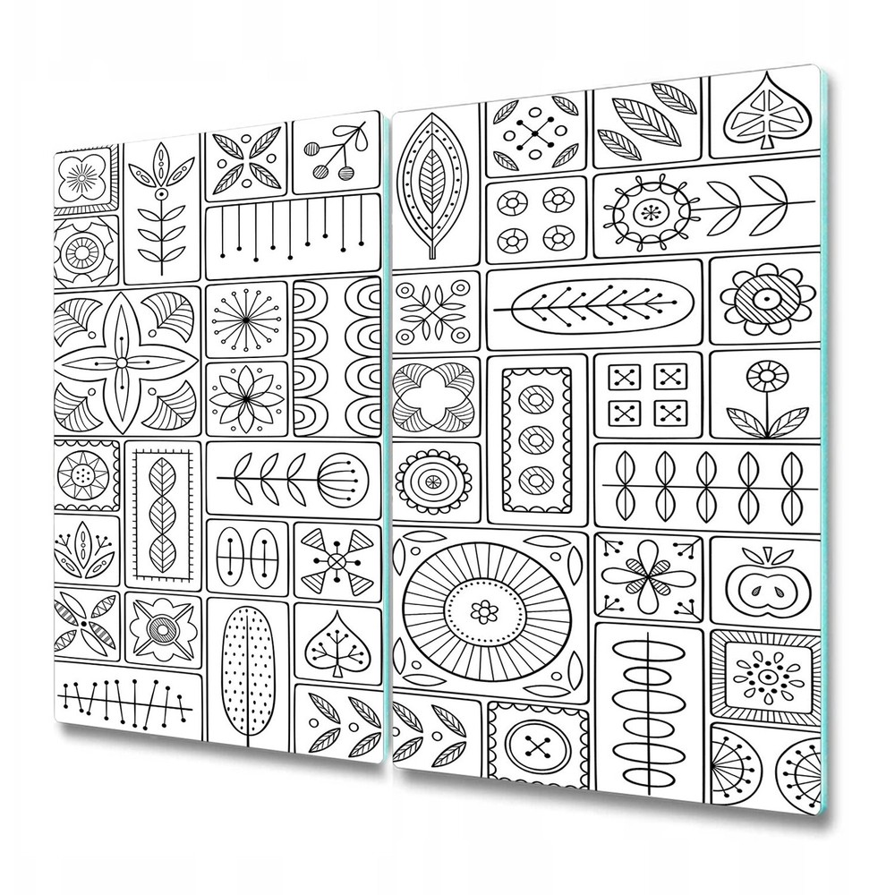 Glass Kitchen Chopping Board Scandinavian Tiles Light Soft Old Style 2x30x52