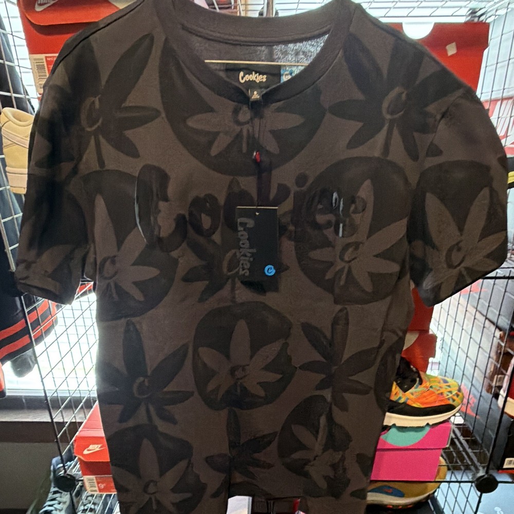 Cookies Men’s Graphic Print T-Shirt Black Crew Neck Short Sleeve Size S
