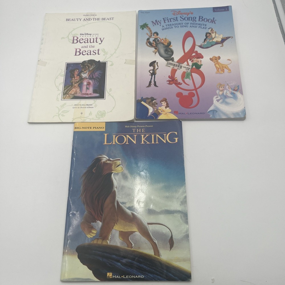 Lot 3 Walt Disney Music Books Lion King Beauty & the Beast FIrst Songs Piano