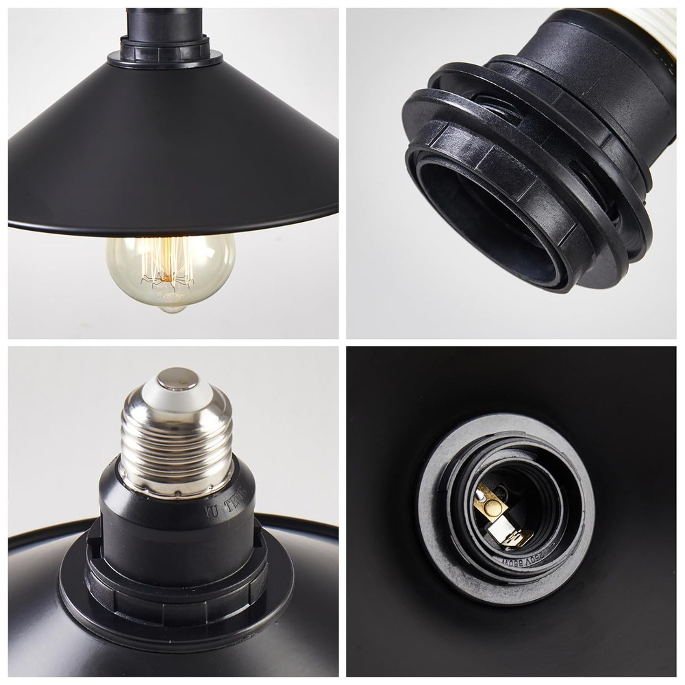 2-Pack E26 to E26 Screw-In Industrial Style Ceiling Lights Fixture Matte Black