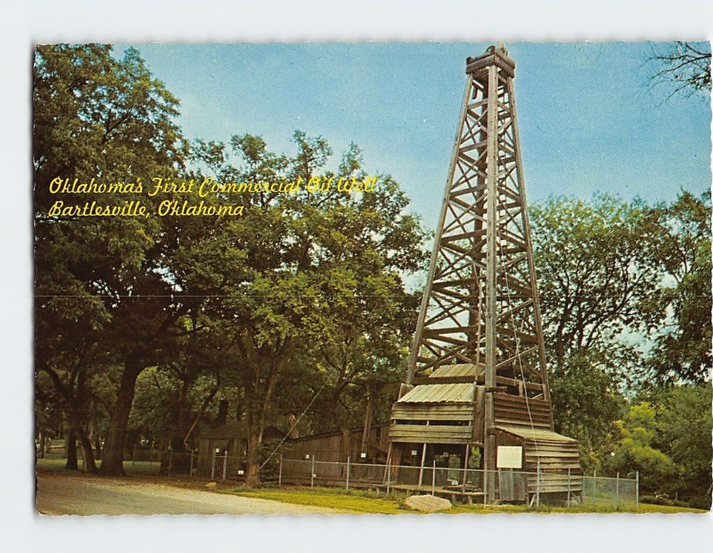 Postcard Oklahoma's First Commercial Oil Well Bartlesville USA
