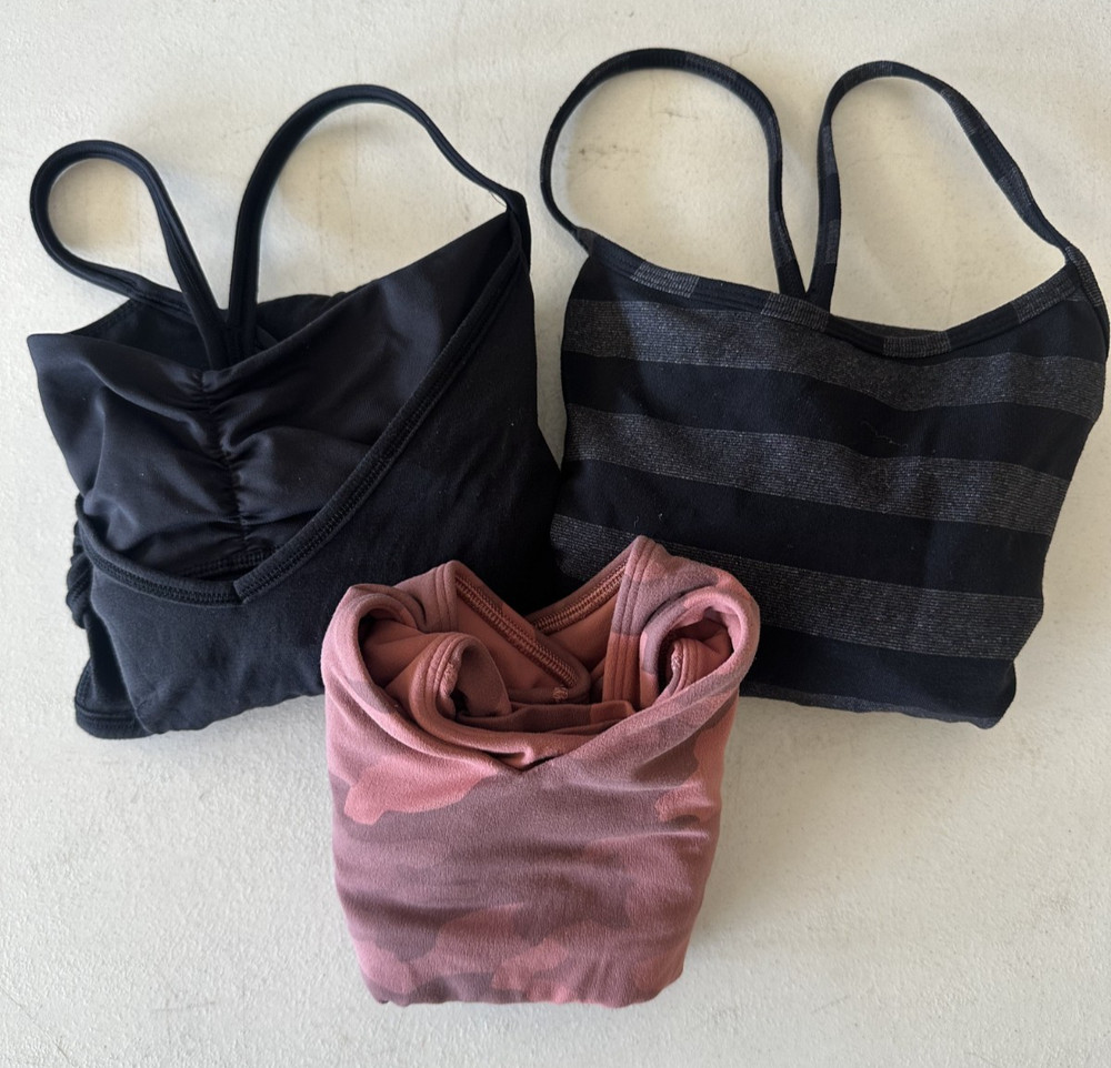 Lululemon Sports Bras Lot of 3: 2 Power Y Tanks Sz 6 & Align V Neck Tank Sz 4