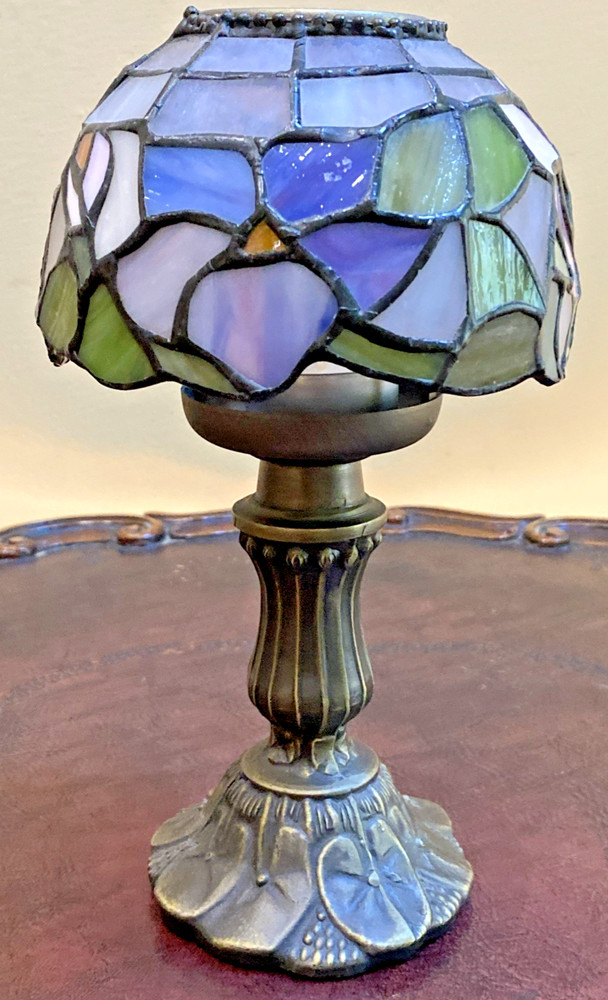 Party lite 2 Piece stain glass Tiffany style Fairy lamp/ tea light candle holder