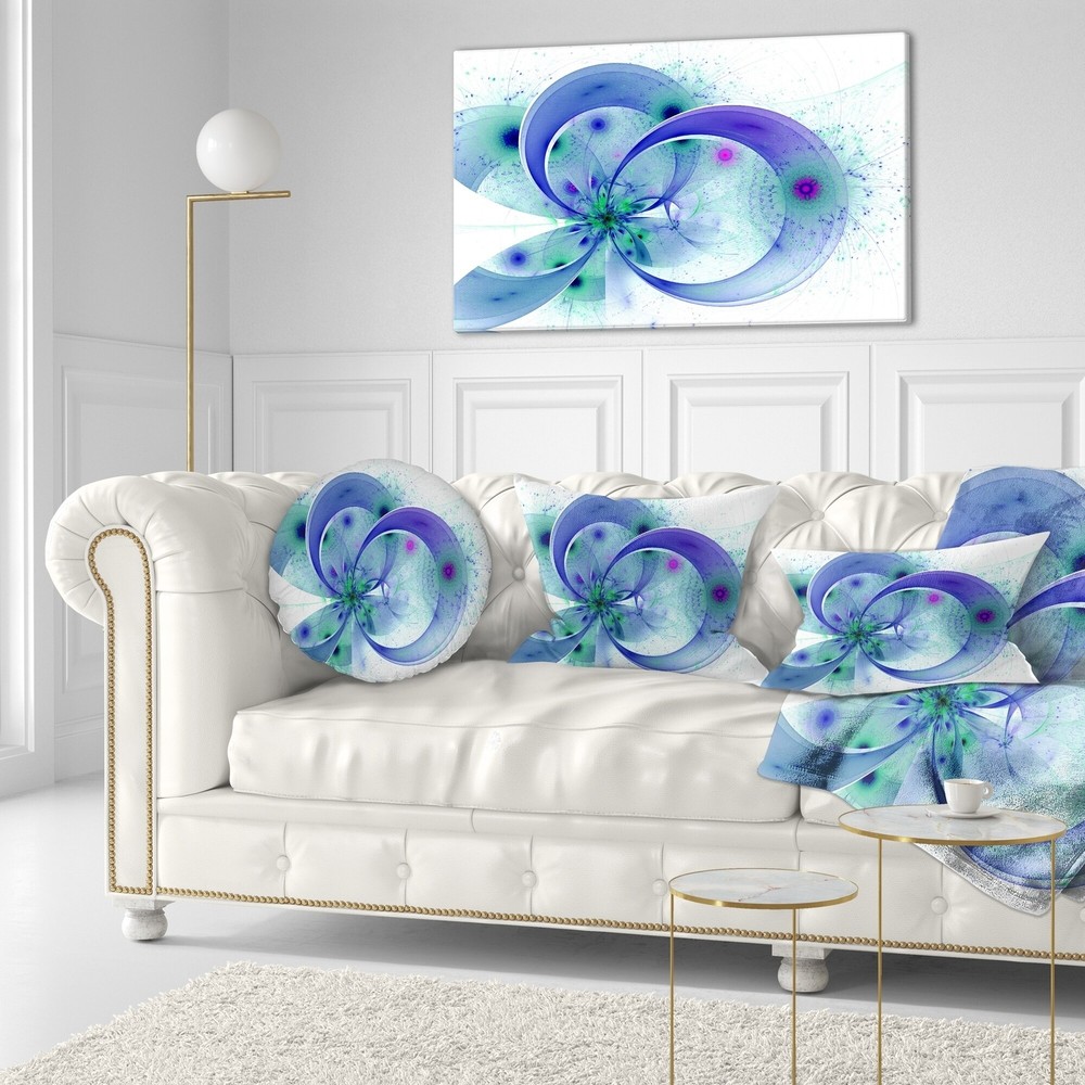 Designart 'Blue Fractal Flower with Curved Petals' Floral