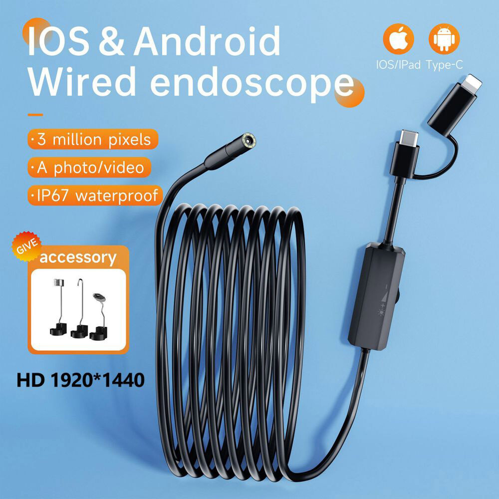 8LED Endoscope Inspection Camera Flexible Video Cam for iPhone iOS Android Phone