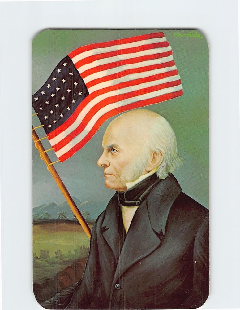 Postcard John Quincy Adams & US Flag Painting by Morris Katz
