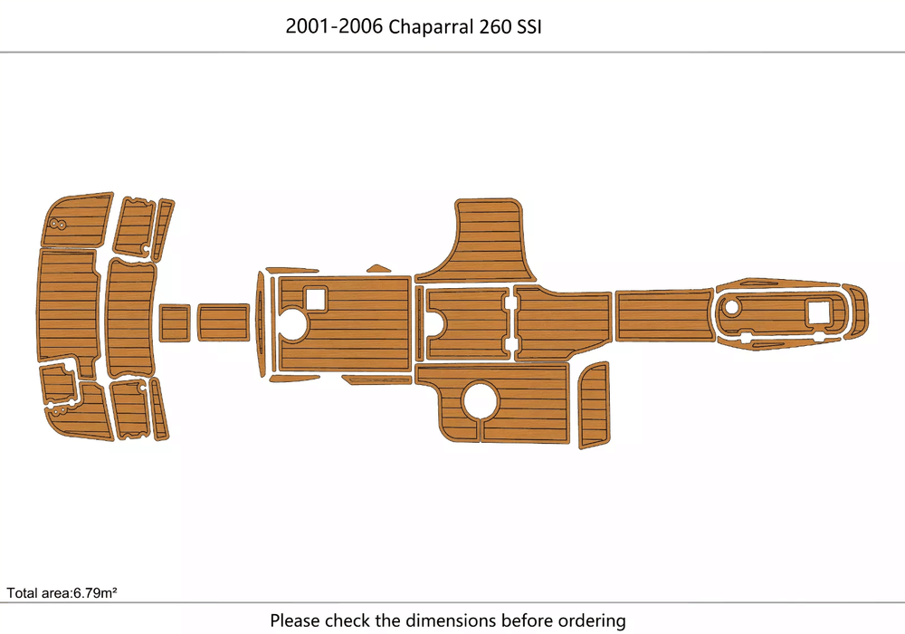 2001 Chaparral 260 SSI Cockpit Swim platform Boat EVA Pads Teak Flooring Mat
