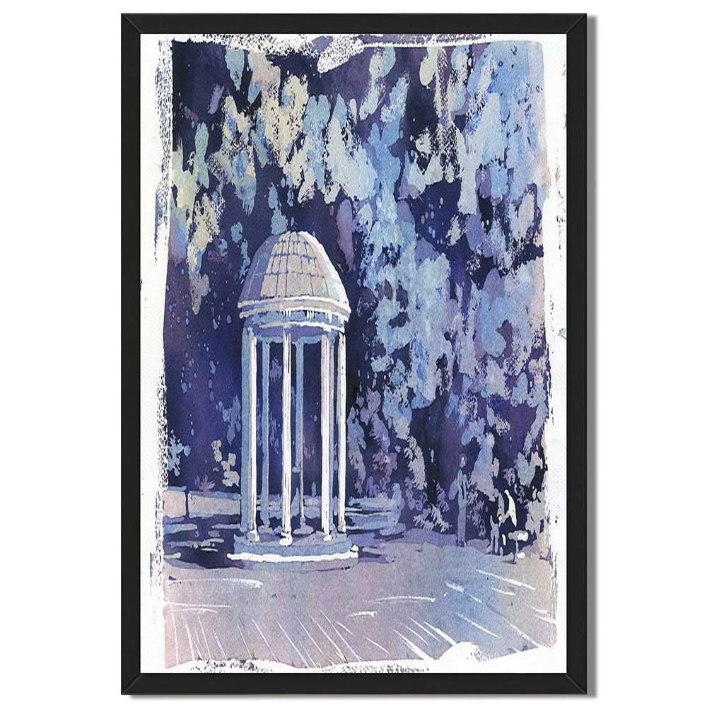 Romantic Garden Pavilion Framed Canvas Print Landscape Wall Art Decor