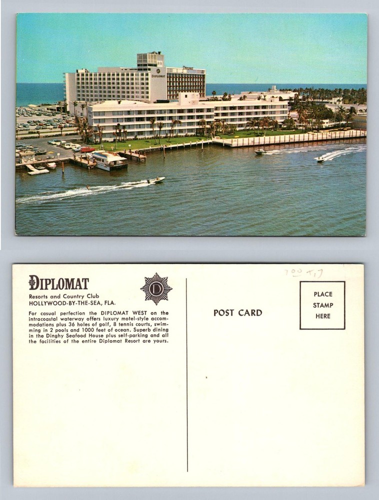 Hollywood, FL-Florida, Diplomat Hotel Intracoastal View Vintage Postcard