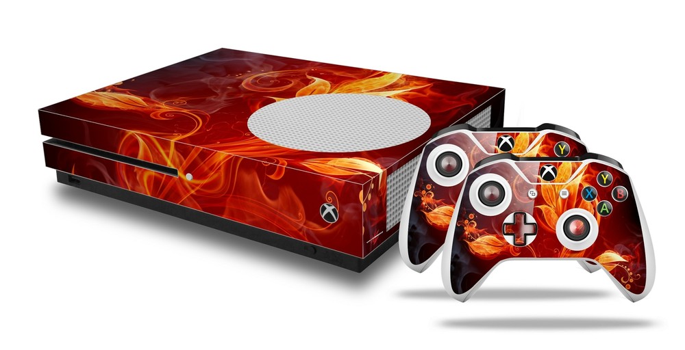 Skin XBOX One S Console Controller Fire Flower