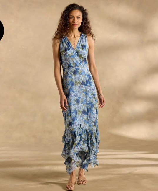 NEW Sundance Catalog Champs De Fleur Dress Blueberry Blue Floral Formal 6P