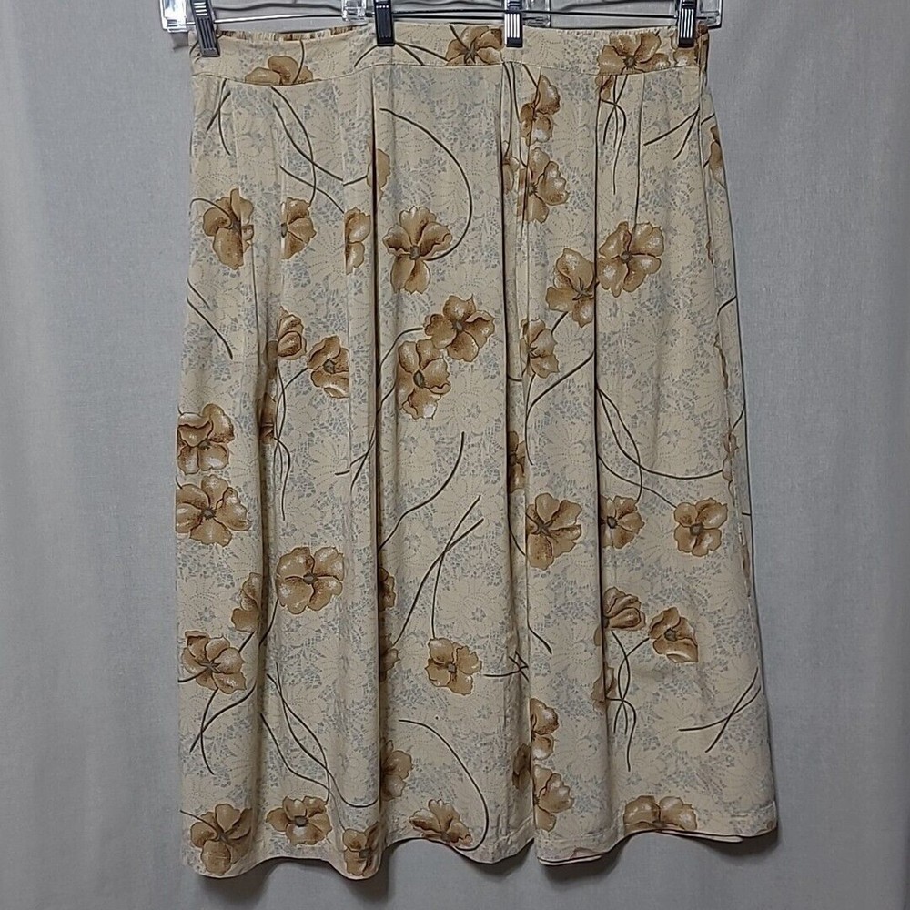 Sag Harbor Midi Skirt Womens Plus Size 2X Elastic Waist Floral Pull On Pockets