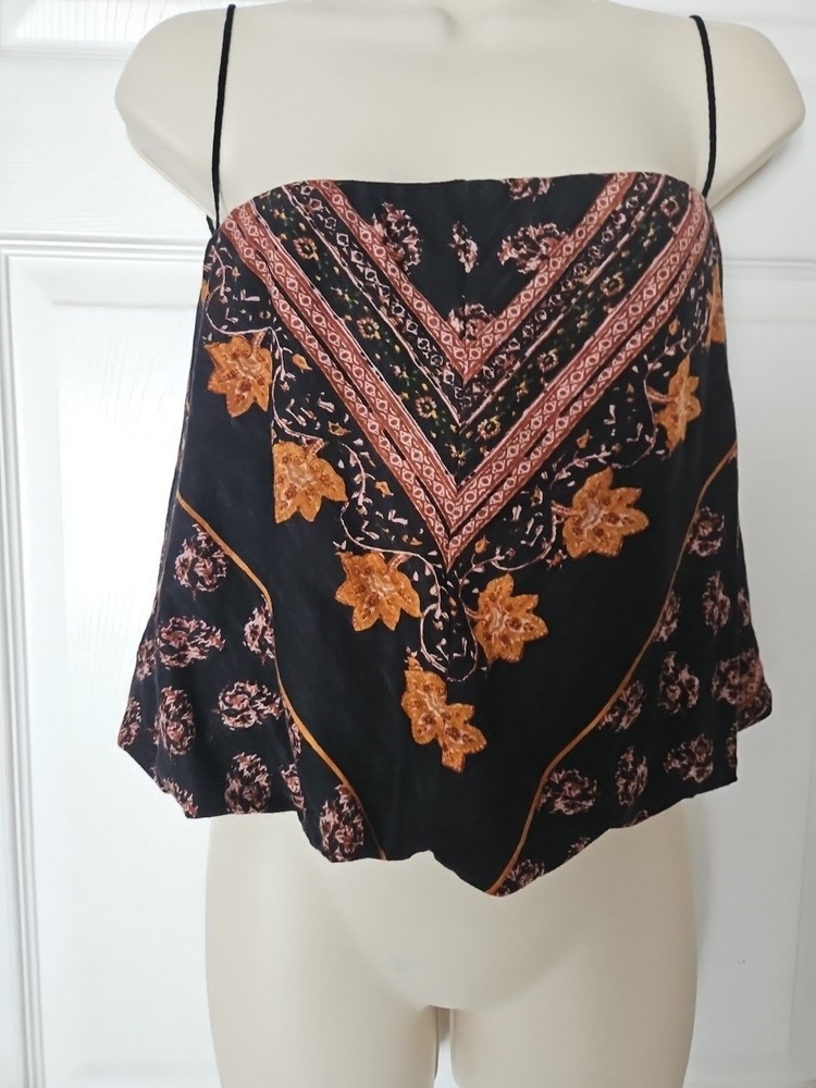 Free People Borderline Tube Top in a black bandana print.