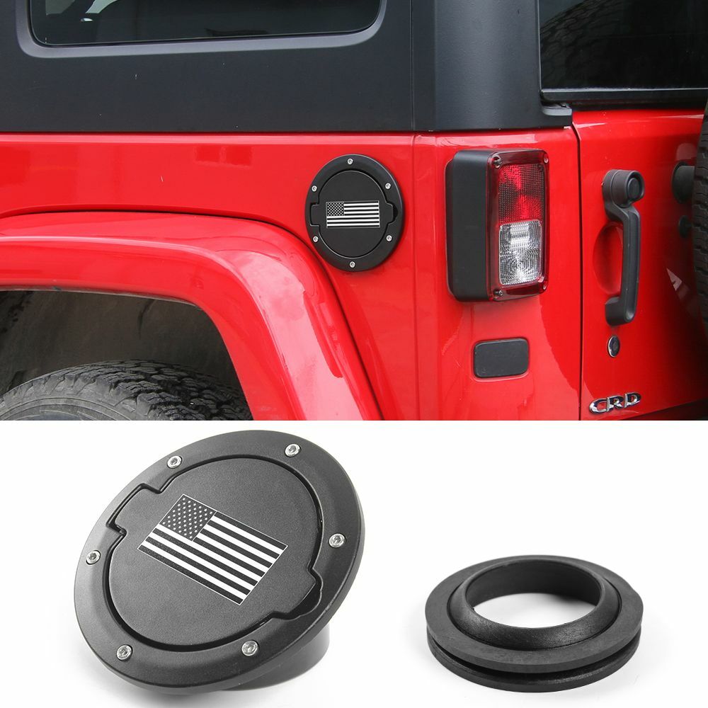 US Flag Fuel Filler Door Cover Gas Tank Cap For Jeep Wrangler JK Unlimited 2007+