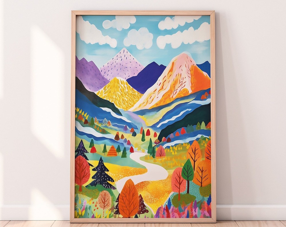 Abstract Autumn Mountain Painting Colorful Wall Art Abstract Wall Art Acrylic