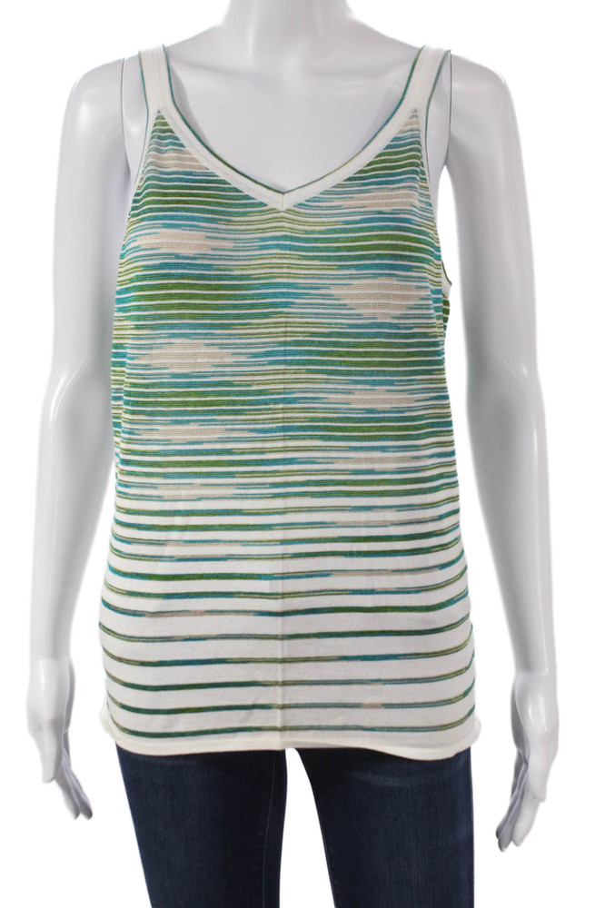 Missoni Women Multicolor Striped V Neck Viscose Sleeveless Tank Size 12Free Shipping in US $100+ Orders | $6.95 Orders Below