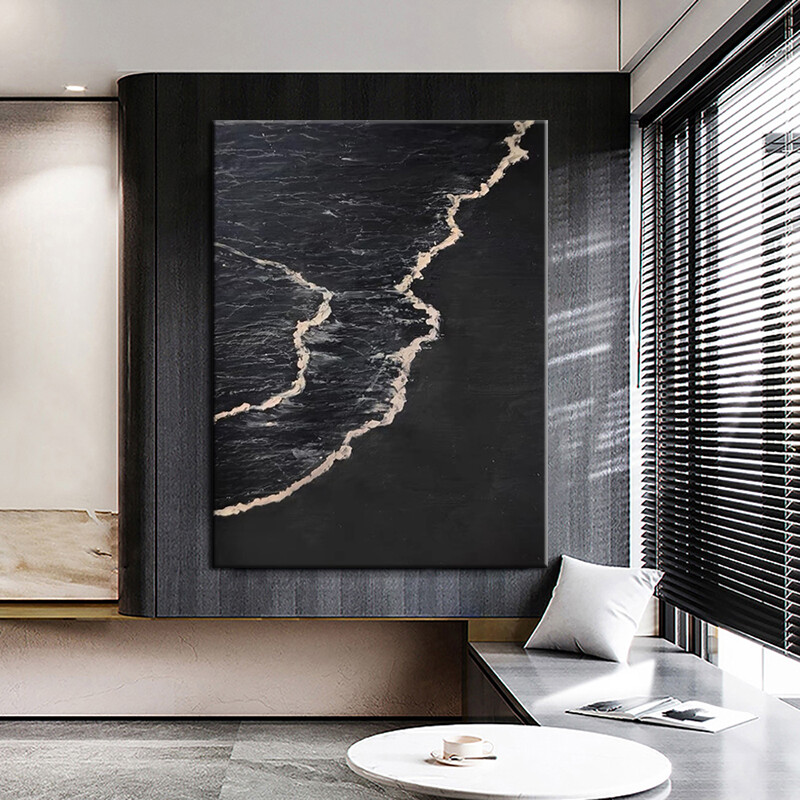 Simple Fashion Han-Painted Abstract Oil Painting Black Decorative Painting