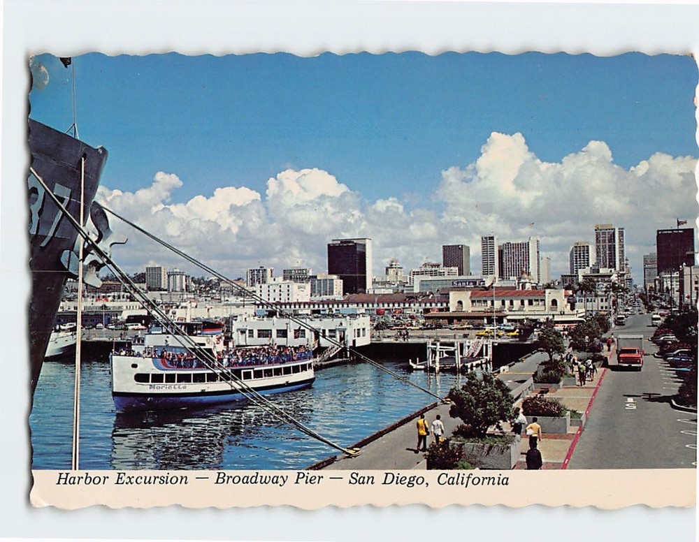Postcard Harbor Excursion Broadway Pier San Diego California USA