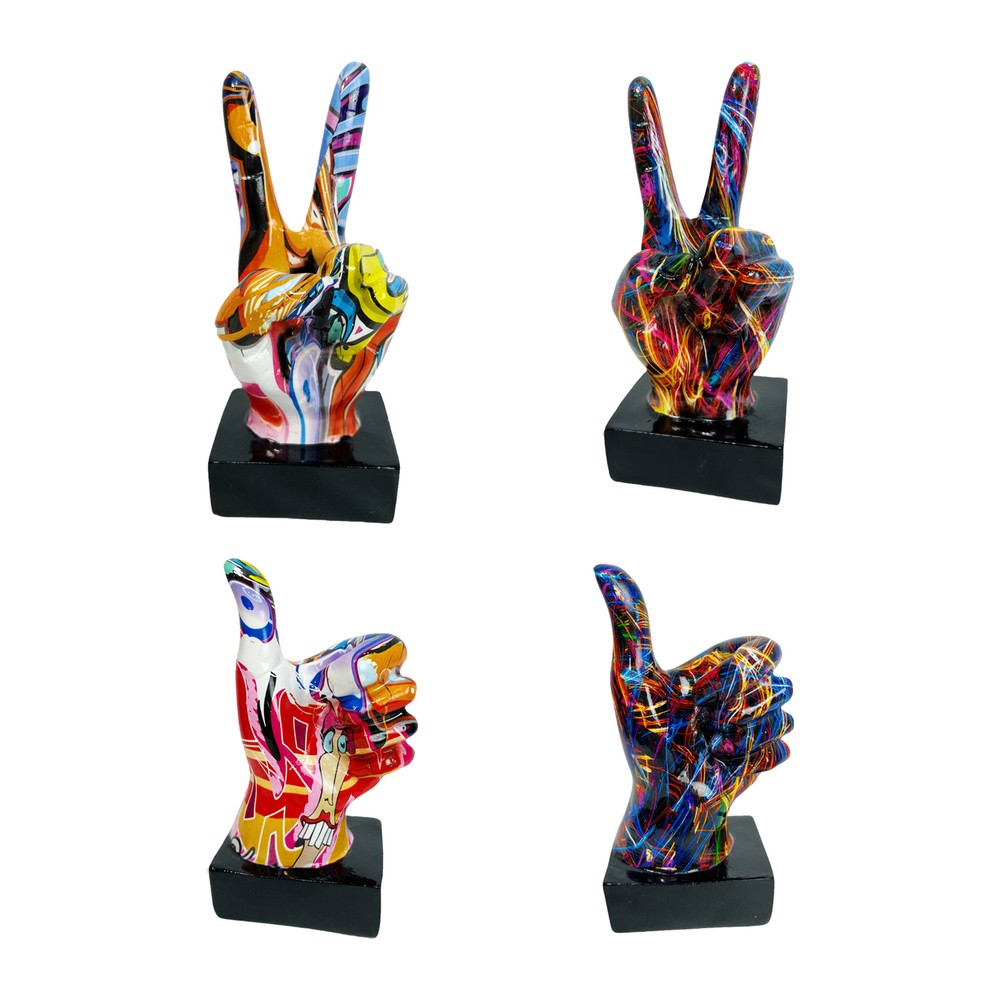 Colorful Graffiti Gesture Finger Figurine Abstract Art Hand Sculpture Home Decor-image