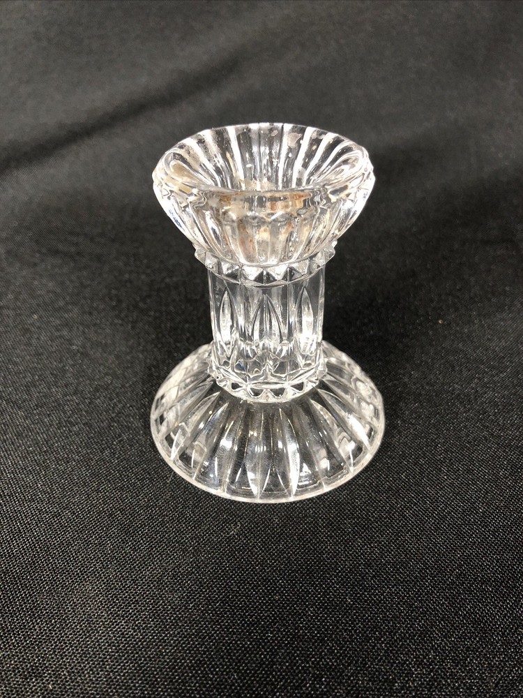 Crystal Candlestick Vintage Glass 3 Inch Fluted Votive or Taper