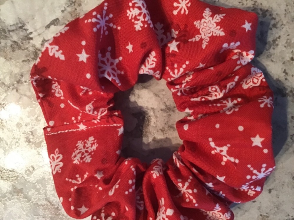Red White Snowflake Winter Christmas Hair Scrunchie Elastic VSCO Style
