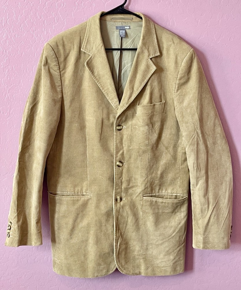 H&M 3-Button 100% Cotton Tan Corduroy Blazer Men's- 41L