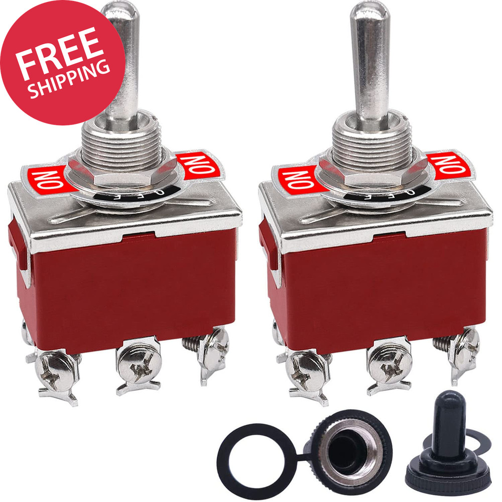 2Pcs Momentary Toggle Switch DPDT (On)-Off-(On) 6 Terminal 3 Position Toggle Swi