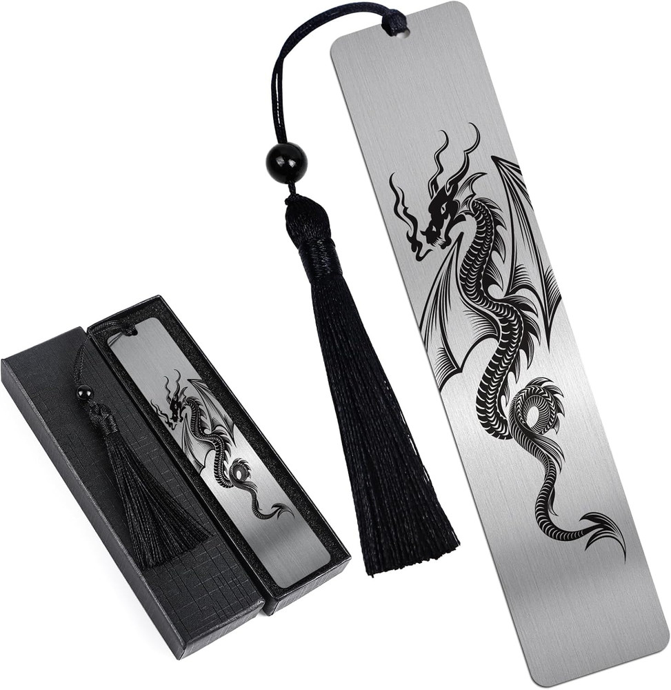 Dragon Bookmarks for Men - Fantasy Metal Bookmark Book Accessories School Office