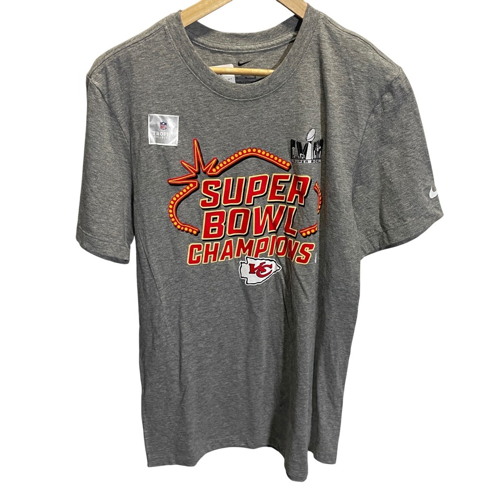 Nike Kansas City Chiefs Super Bowl LVIII Champions T-Shirt Mens Medium Gray New