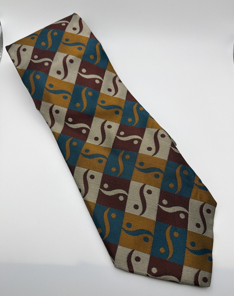 Audrey Buckner Tie 58” By 4 multi Color Teal, Rust And Gold T401
