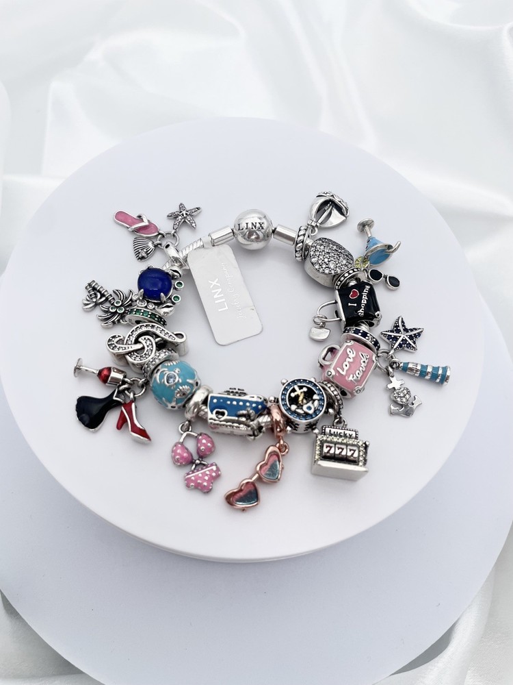 Linx Snake Chain Bracelet with Cruise Travel Vacation Beach Cruise Themed Charms