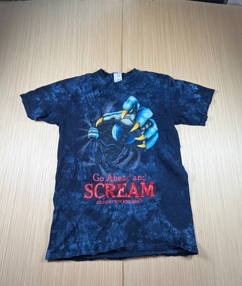 Disney Parks Expedition Everest Go Ahead And Scream T Shirt Mens M Blue Tie Dye