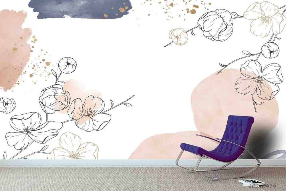 3D Hand-drawn Flower Watercolor Wall Murals Wallpaper Murals Wall Sticker 4