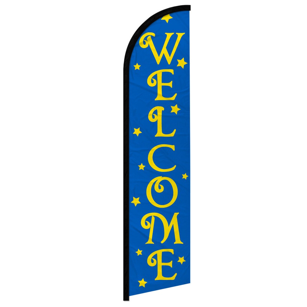 Welcome Full Curve Windless Swooper Flag Open Sign BL