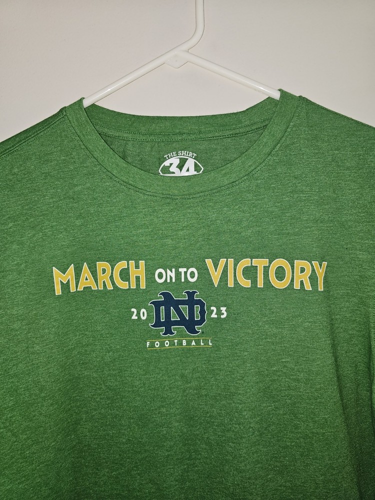 Notre Dame 2023 XL Mens Green NCAA Double-Sided Graphic Logo T-Shirt