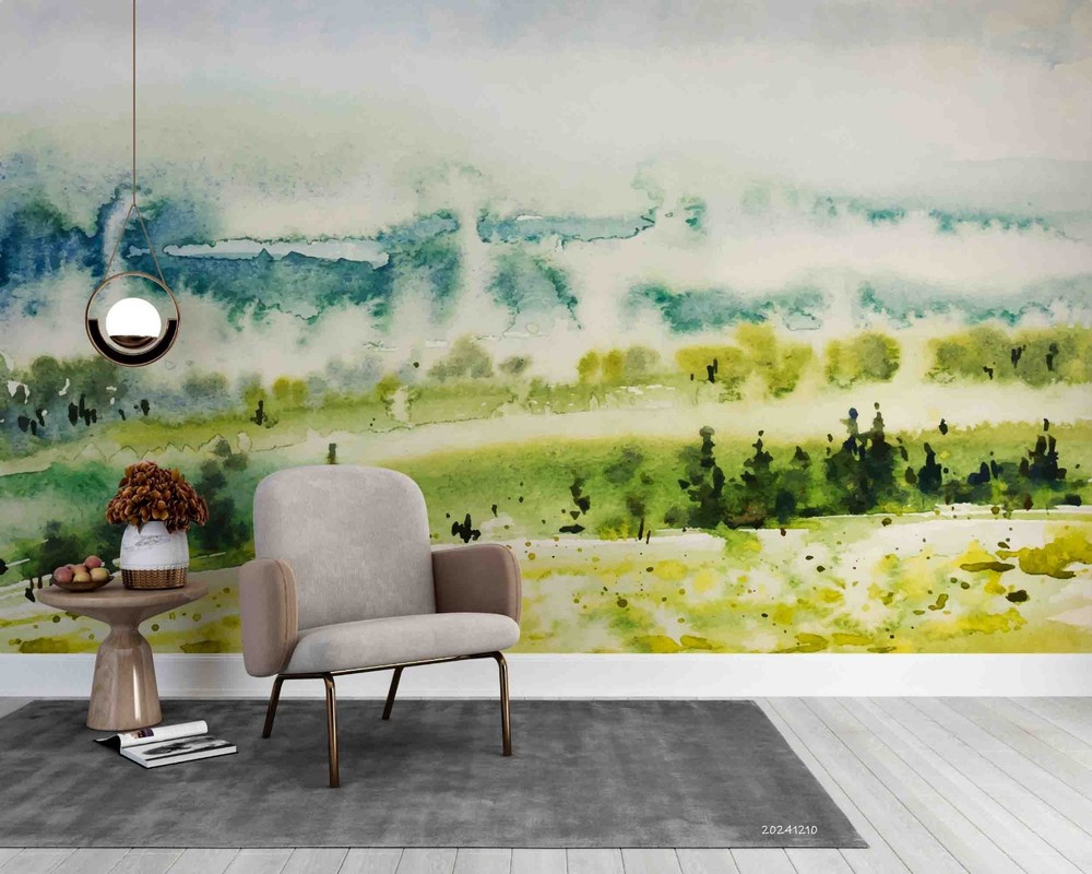 3D Abstract Landscape Watercolor Wall Murals Wallpaper Murals Wall Sticker