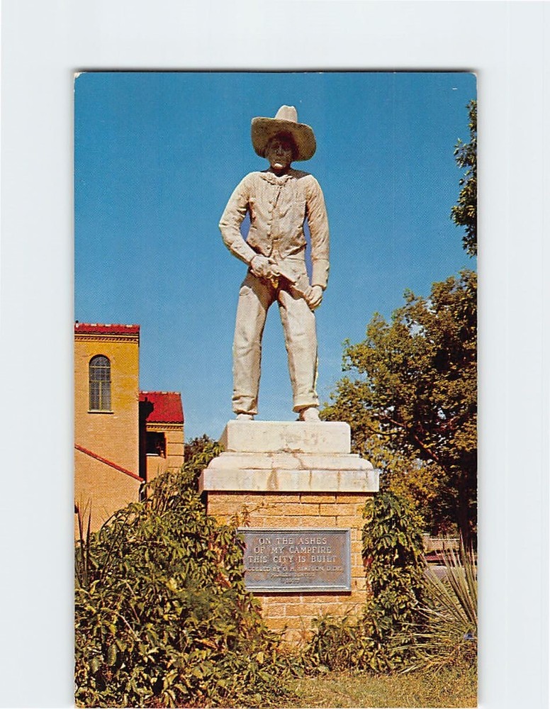 Postcard Cowboy Statue Boot Hill Dodge City Kansas USA