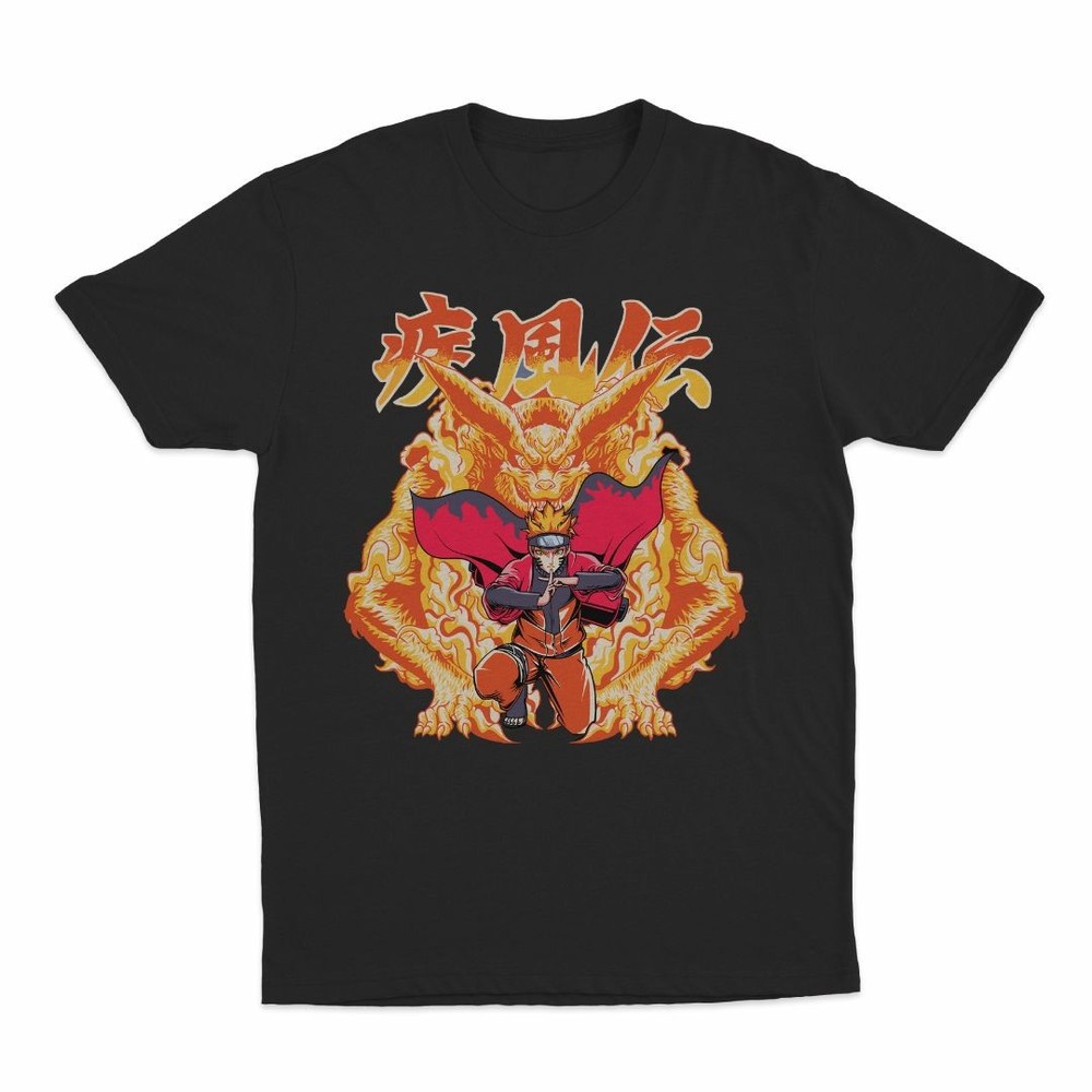 Naruto Uzumaki T-Shirt Anime Character Tee Unisex Black Cotton S-5XL