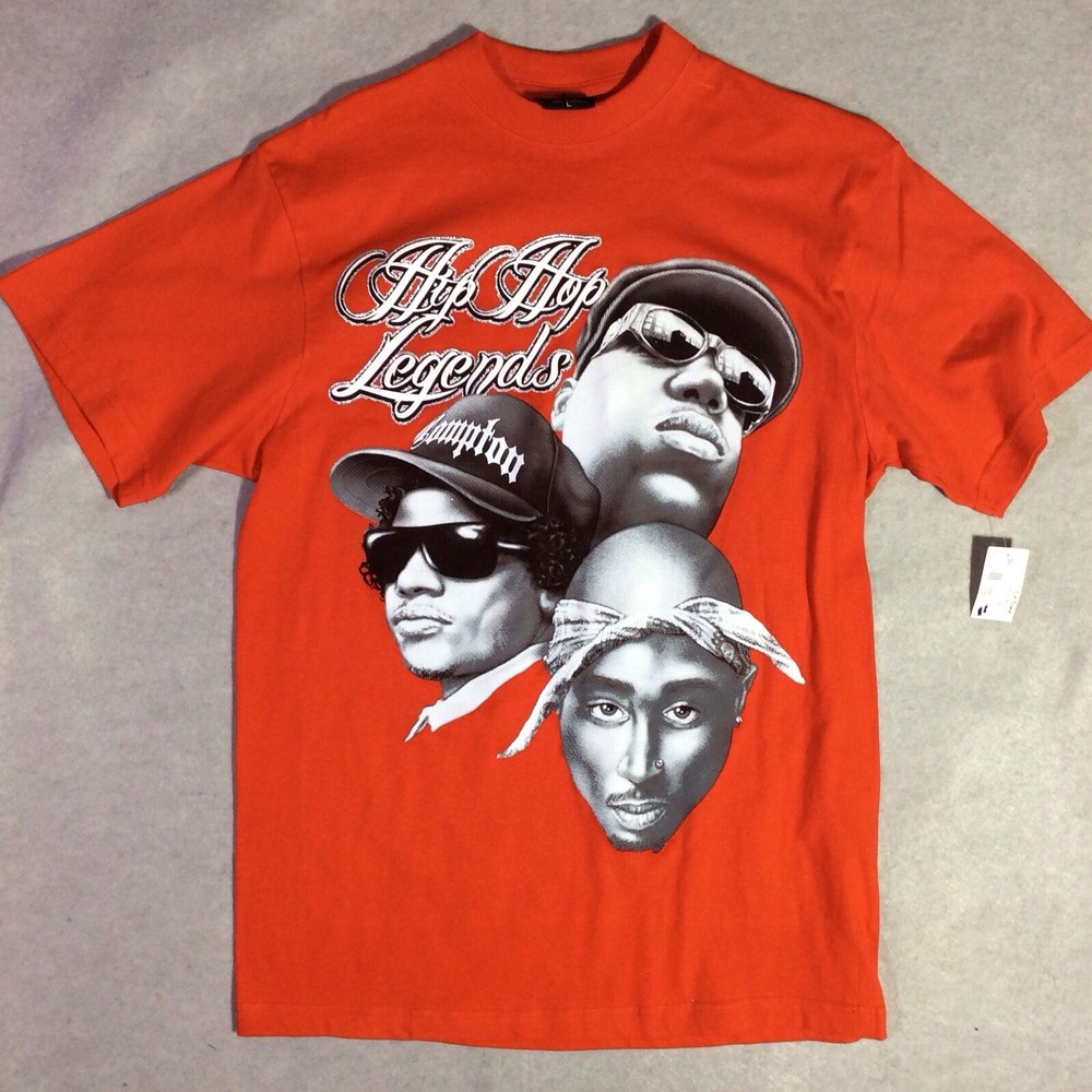 Tupac EZ-E Notorious BIG Shirt Mens Sz L Red 2pac Hip-Hop Legends VTG 90s BIGGIE