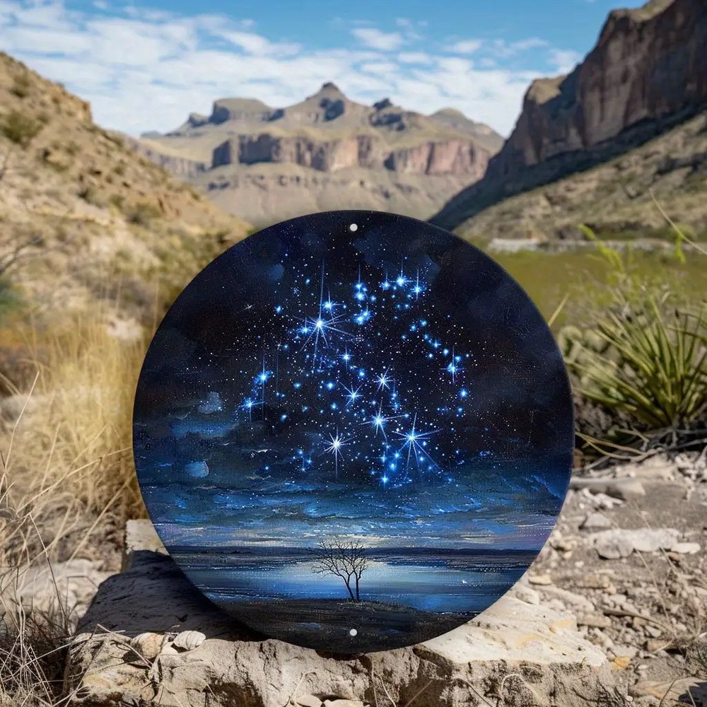 Big Dipper Night Design Round Aluminum Wall Art