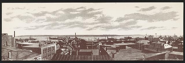 Photo:New Bedford MA Harbor Rooftop Panoramic View c1906 Postcard