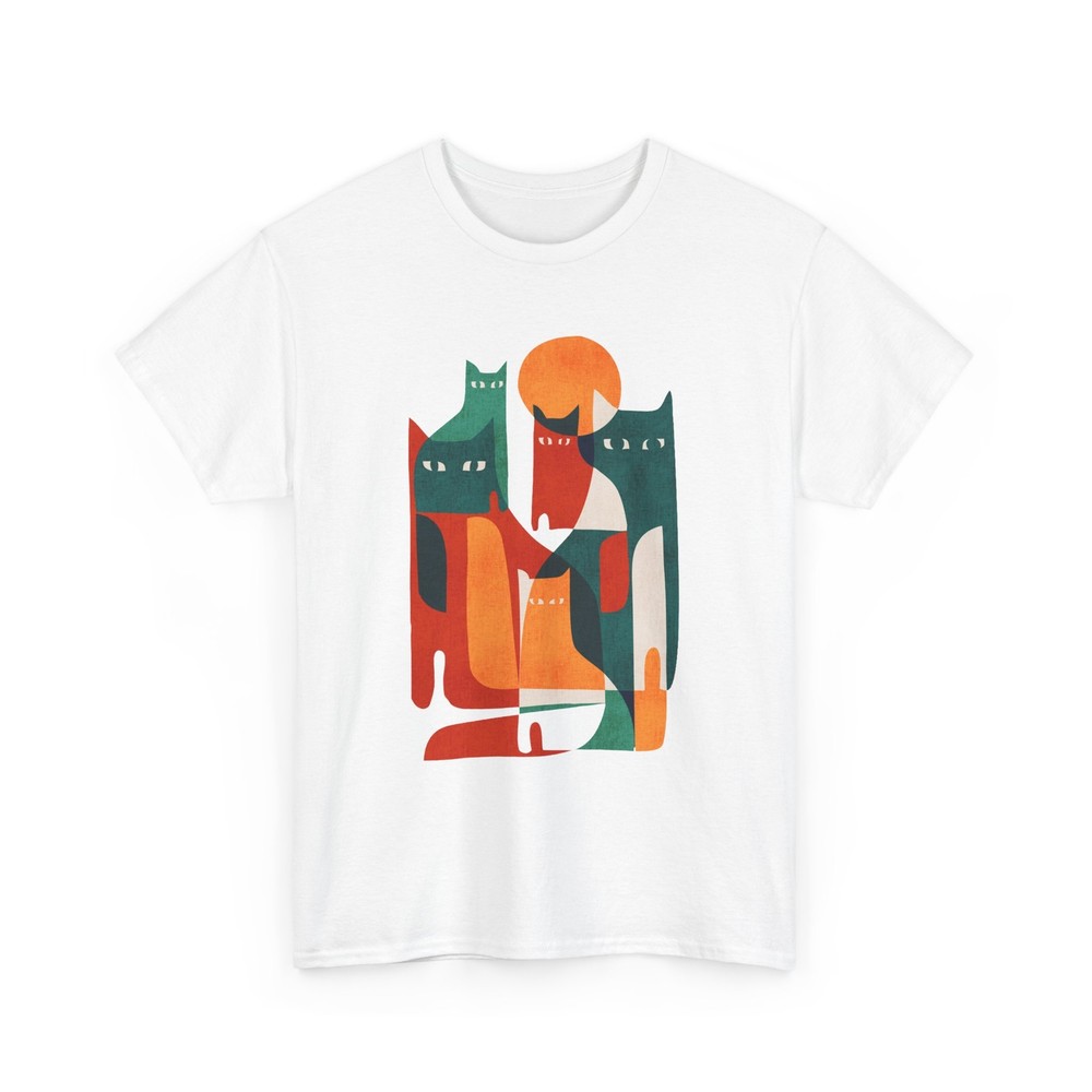 Abstract Cat Art Tee, Modern Feline Style Shirt, Unisex Graphic T-Shirt, Animal-image