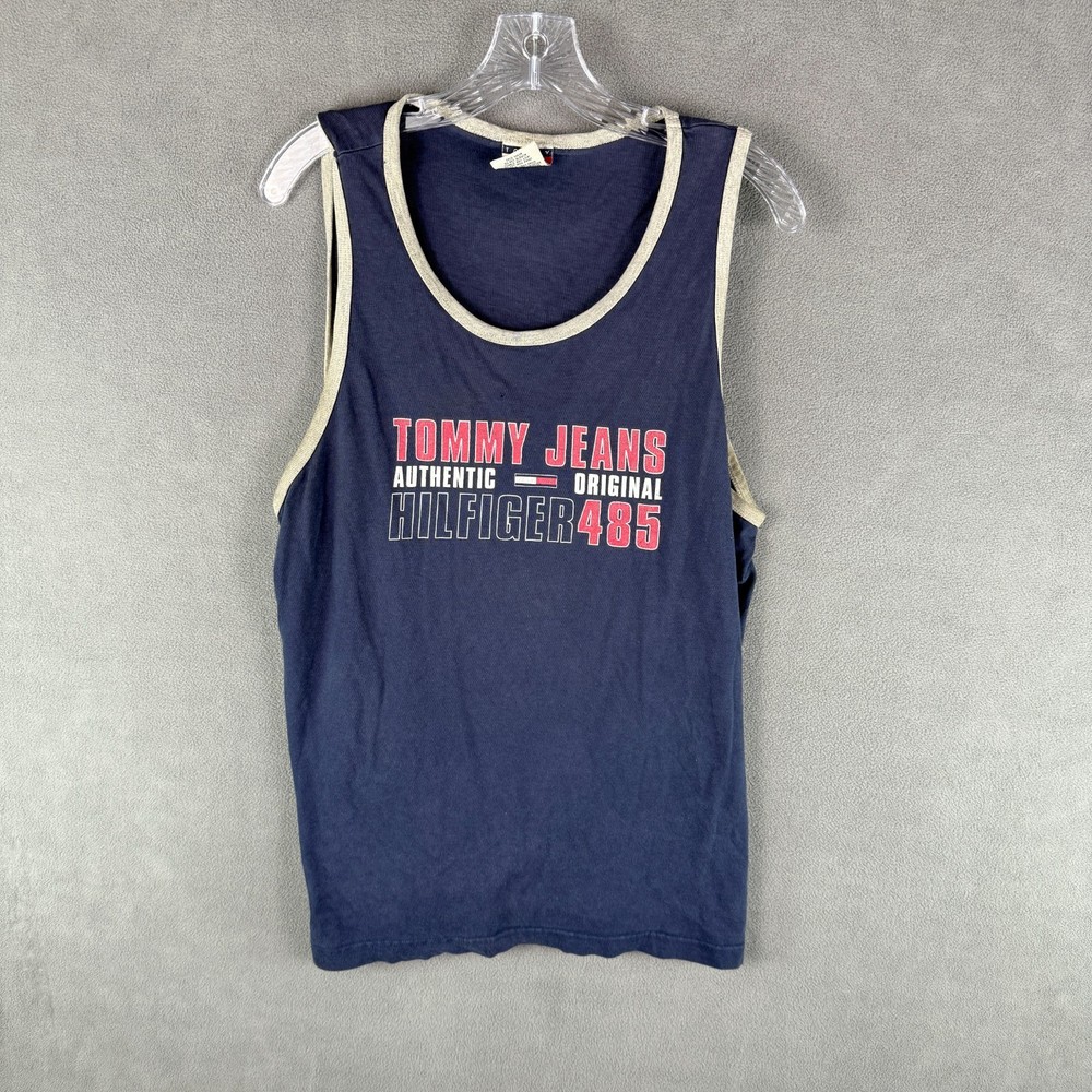 Vintage Tommy Jeans Tank Top Spellout Size Large Made in USA  READ