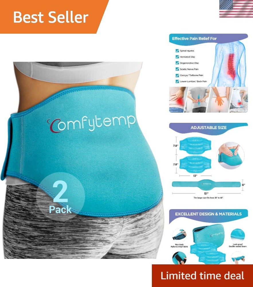 Ice Pack for Back Pain Relief, 2 Packs, FSA HSA Approved, Reusable Gel Lower ...