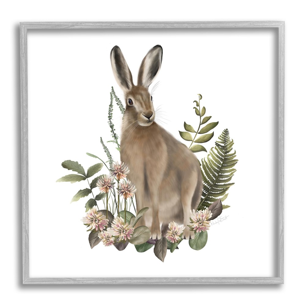 Floral Bramble Hare Framed Giclee Art by Studio Q