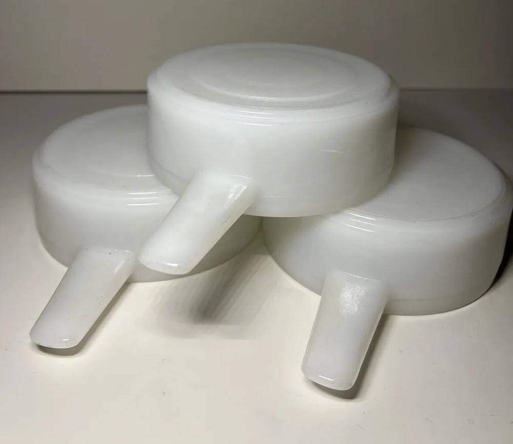 Vintage Glasbake Jeanette 14 oz Milk Glass Soup Bowls with Handles - Set of 3 - J-2639