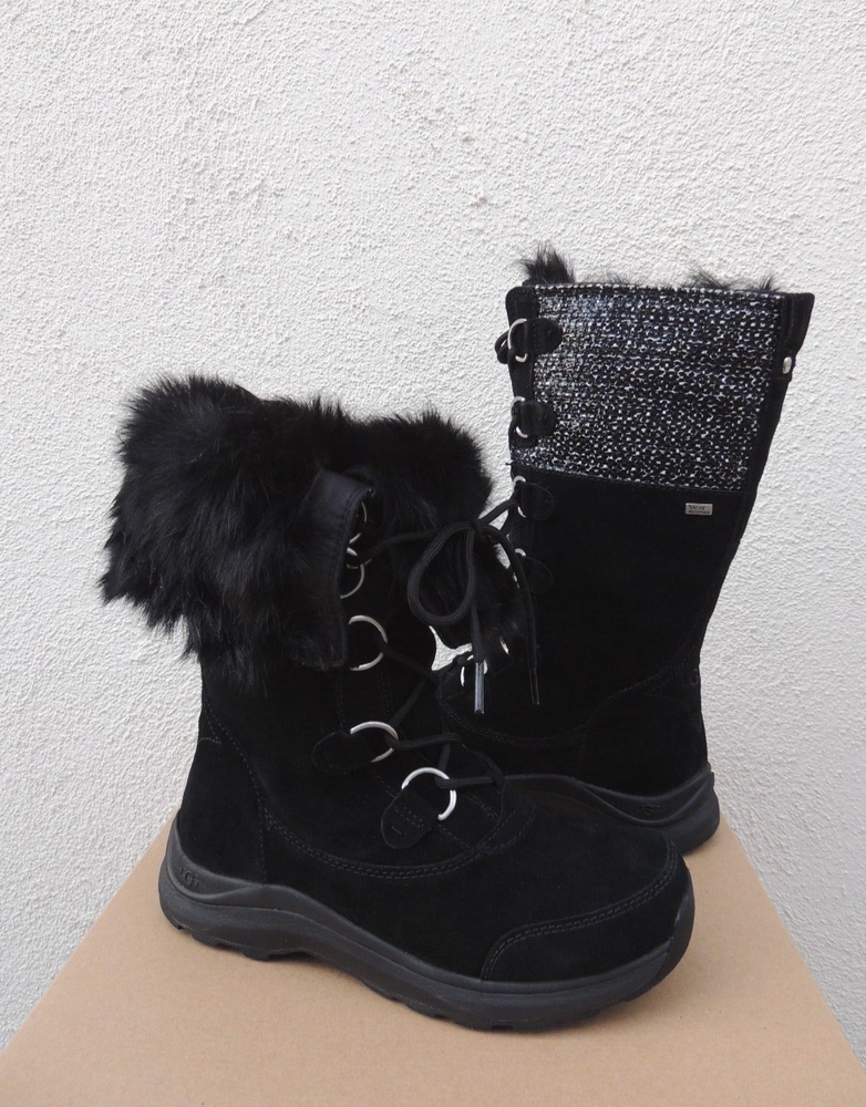 UGG BLACK ATLASON FRILL eVENT WATERPROOF WINTER SNOW BOOTS, US 5/ EUR 36 ~ NEW